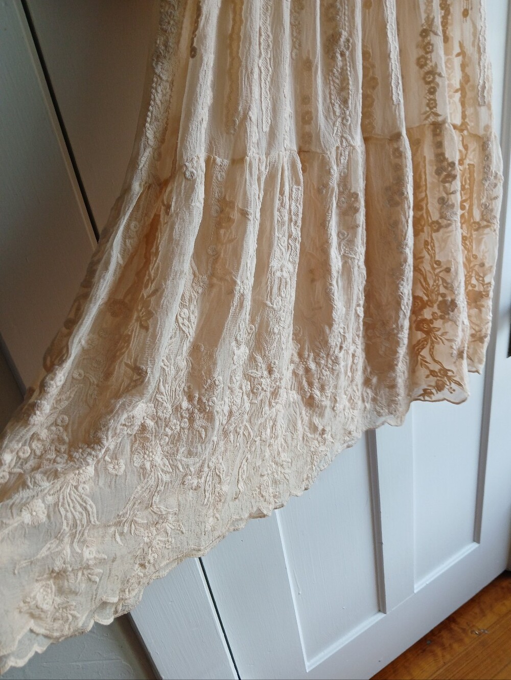 Sundance Silk Floral Embroidered Overlay Dress - Picture 5 of 10